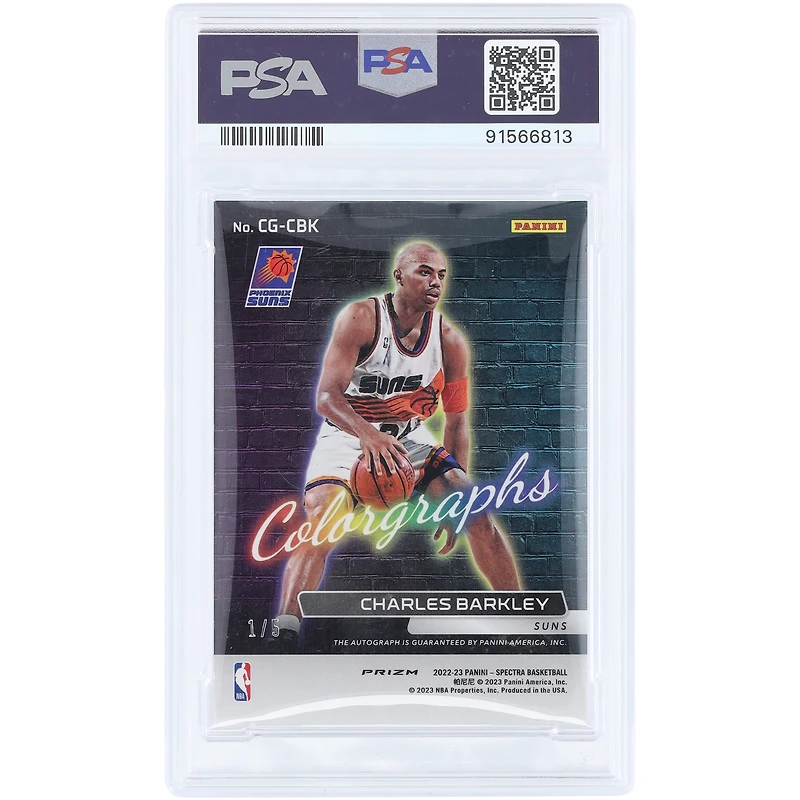 Charles Barkley Phoenix Suns Autographed 2022-23 Panini Spectra Colorgraphs Marble Prizm #CG-CBK #1/5 PSA Authenticated 10 Card
