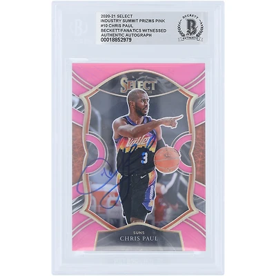 Chris Paul Phoenix Suns Autographed 2020-21 Panini Select Pink Prizm Industry Summit #10 #9/10 Beckett Fanatics Witnessed Authenticated Card
