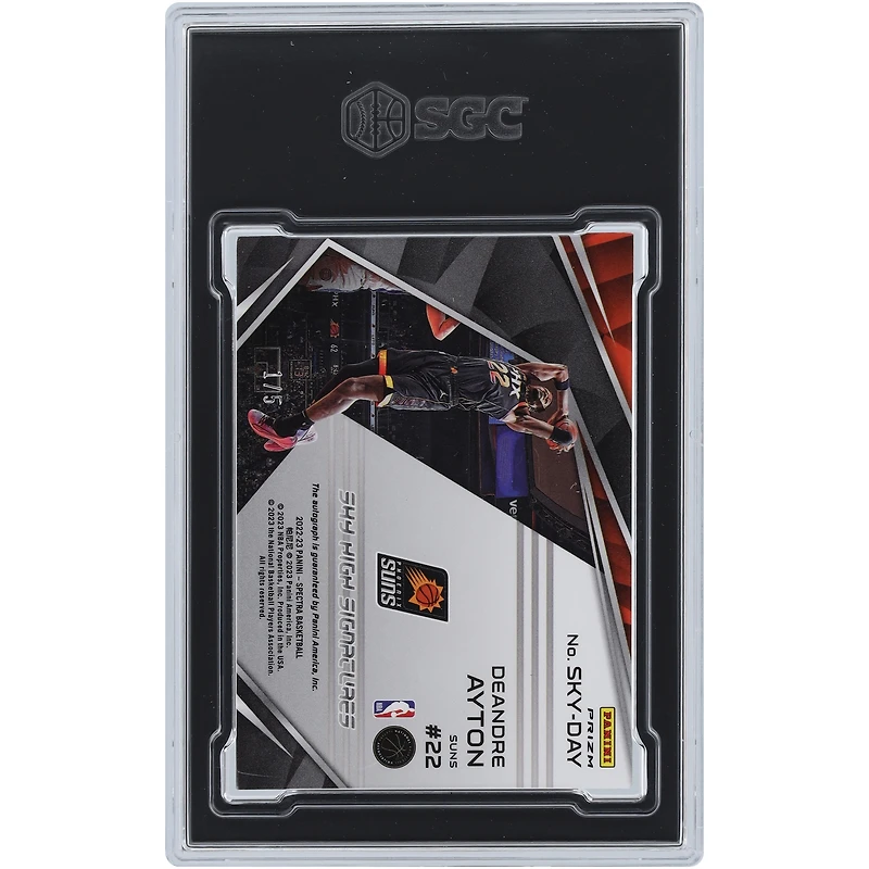 Carte autographiée 9/10 Panini Spectra Sky High Marble Prizm #SKY-DAY #1/5 SGC 2022-23 des Phoenix Suns de Deandre Ayton