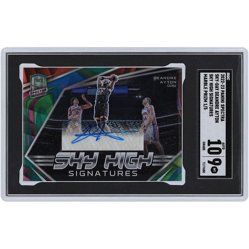 Carte autographiée 9/10 Panini Spectra Sky High Marble Prizm #SKY-DAY #1/5 SGC 2022-23 des Phoenix Suns de Deandre Ayton