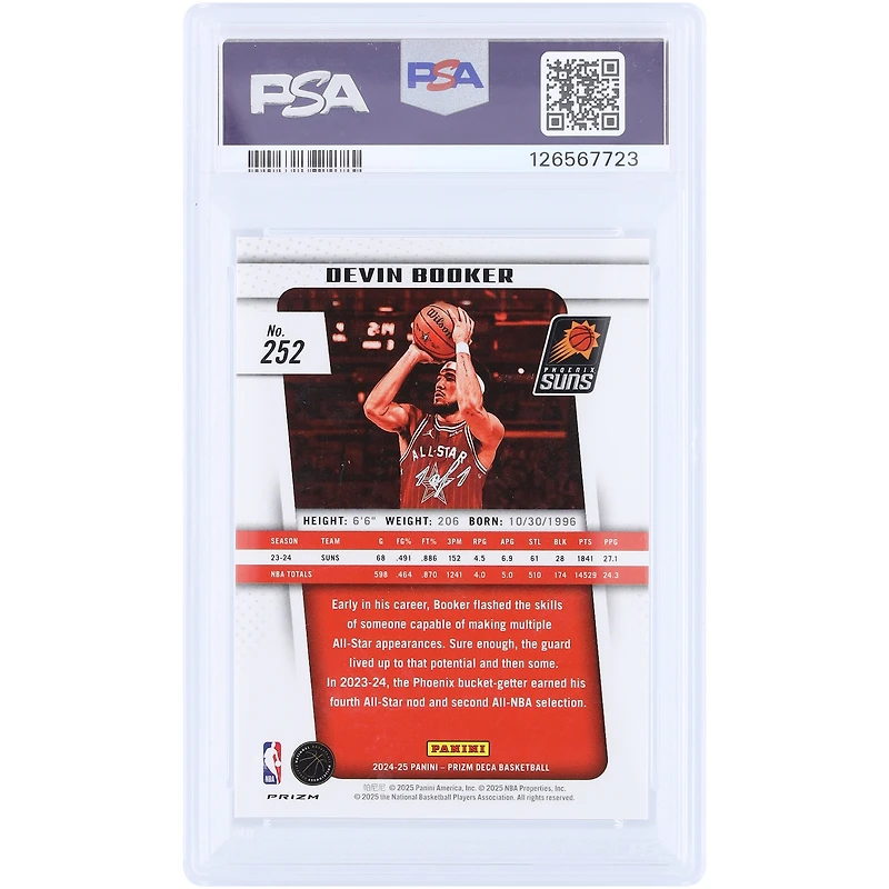 Devin Booker Phoenix Suns 2024-25 Panini Prizm Deca All Star Game Black Prizm #252 #1/1 PSA Authenticated 9 Card