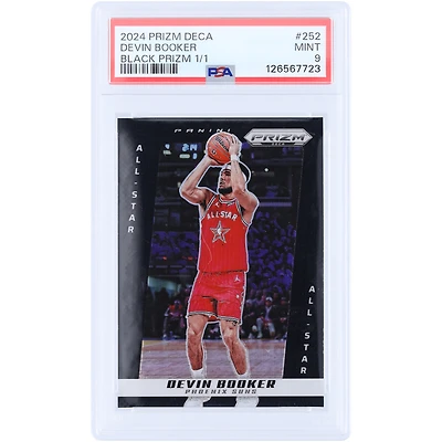 Devin Booker Phoenix Suns 2024-25 Panini Prizm Deca All Star Game Black Prizm #252 #1/1 PSA Authenticated 9 Card