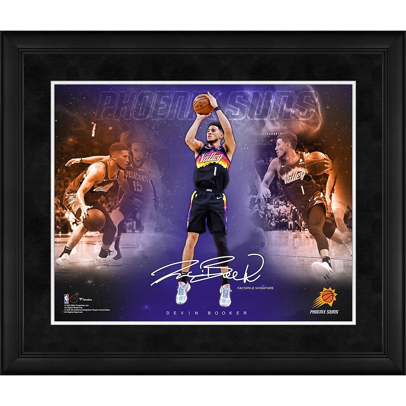 Collage de signatures en fac-similé des Phoenix Suns de Devin Booker, 16" x 20" avec les stars du jeu