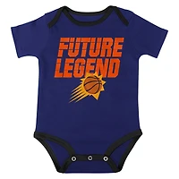 Ensemble body, t-shirt à capuche et short Phoenix Suns Bank Shot pour bébé violet/noir/gris