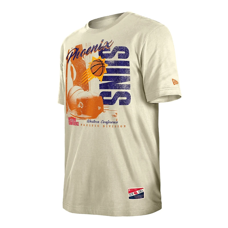 Men's New Era  Cream Phoenix Suns Distressed Throwback Vintage Color Pack T-Shirt