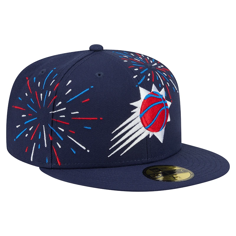 Casquette ajustée 59FIFTY Americana Fireworks des Phoenix Suns de New Era pour homme, bleu marine