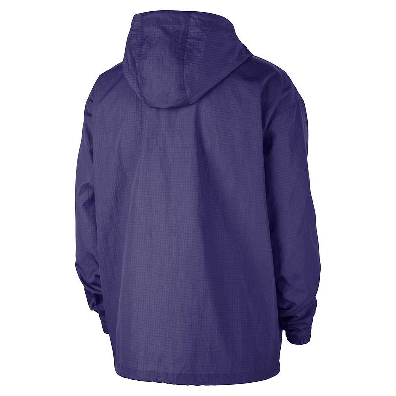 Men's Nike  Purple Phoenix Suns Courtside Premium Club Anorak Quarter-Zip Hoodie Jacket
