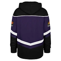 Men's '47 Purple Phoenix Suns Oversized Tri-Satin Layup Lacer Pullover Hoodie