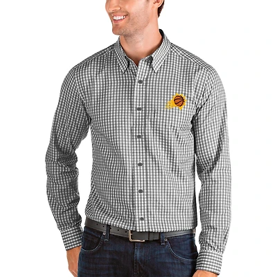 Men's Antigua Black/White Phoenix Suns Structure Long Sleeve Button-Up Shirt