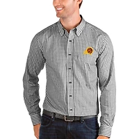 Men's Antigua Black/White Phoenix Suns Structure Long Sleeve Button-Up Shirt