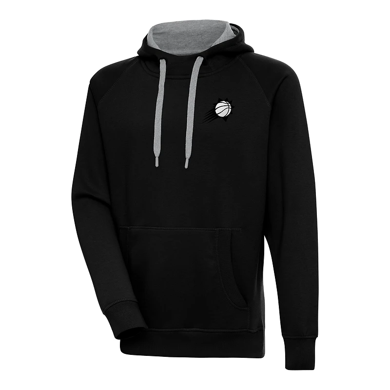 Sweat à capuche raglan noir Antigua Phoenix Suns pour homme avec logo métallique Victory