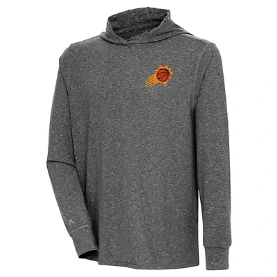 Men's Antigua  Heather Black Phoenix Suns Saga Long Sleeve Hoodie T-Shirt