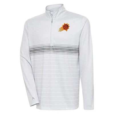 Men's Antigua Heather Gray/Steel Phoenix Suns Bullseye Quarter-Zip Pullover Top