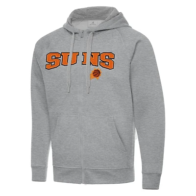 Men's Antigua Heather Gray Phoenix Suns Big & Tall Victory Full-Zip Hoodie Jacket