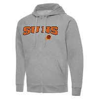 Veste à capuche zippée intégrale Antigua Heather Grey Phoenix Suns pour homme, grande taille