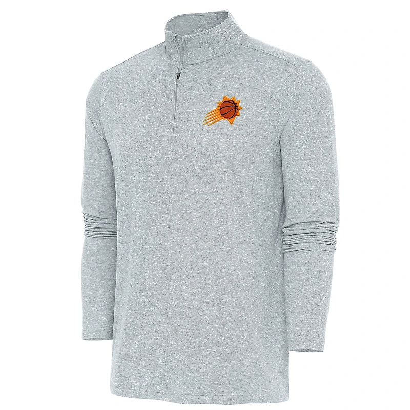 Men's Antigua  Heather Gray Phoenix Suns Hunk Quarter-Zip Pullover Top