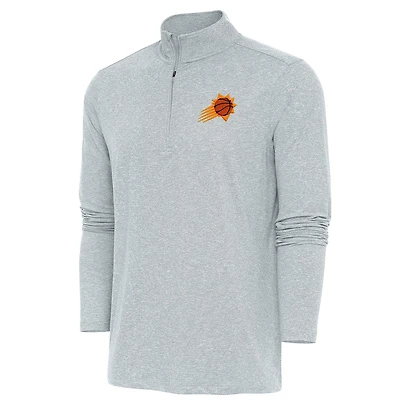 Men's Antigua  Heather Gray Phoenix Suns Hunk Quarter-Zip Pullover Top