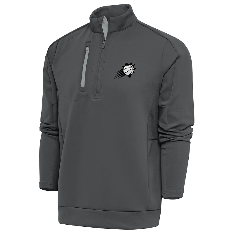 Haut à fermeture éclair quart de tour Antigua Pewter Phoenix Suns pour homme avec logo métallique Generation