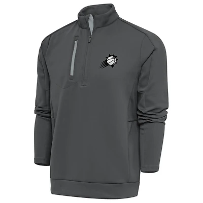 Haut à fermeture éclair quart de tour Antigua Pewter Phoenix Suns pour homme avec logo métallique Generation
