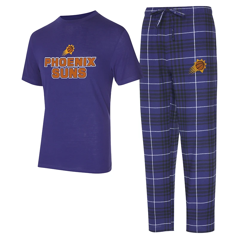 Ensemble de nuit pour homme Concepts Sport violet/noir Phoenix Suns Vector avec haut et pantalon en flanelle