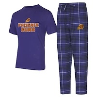Ensemble de nuit pour homme Concepts Sport violet/noir Phoenix Suns Vector avec haut et pantalon en flanelle