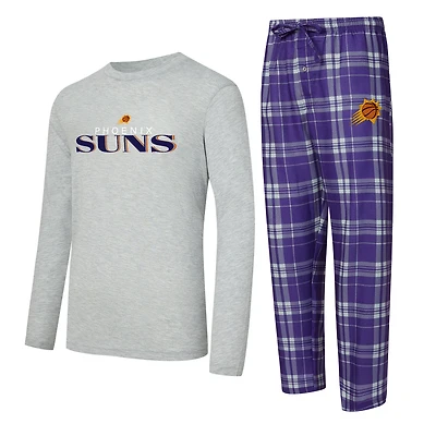 Ensemble t-shirt à manches longues et pantalon carreaux Purple Phoenix Suns pour homme Concepts Sport