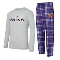 Ensemble t-shirt à manches longues et pantalon carreaux Purple Phoenix Suns pour homme Concepts Sport