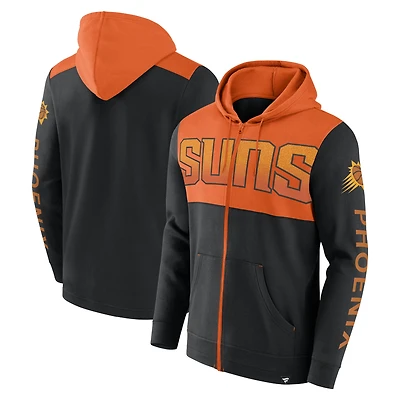 Sweat à capuche zippé Fanatics noir/orange Phoenix Suns Skyhook Colorblock pour homme