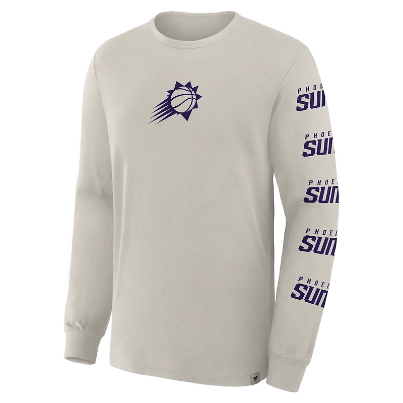 Men's Fanatics Cream Phoenix Suns Crossover Collection Ball Screen Action Premium Long Sleeve T-Shirt