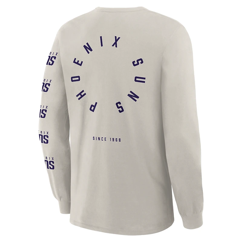 T-shirt à manches longues premium Fanatics Cream Phoenix Suns Crossover Collection Ball Screen Action pour homme