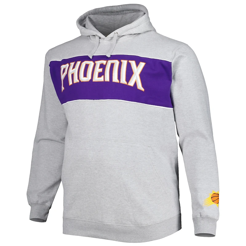 Sweat à capuche Fanatics Heather Grey Phoenix Suns Big & Tall pour hommes