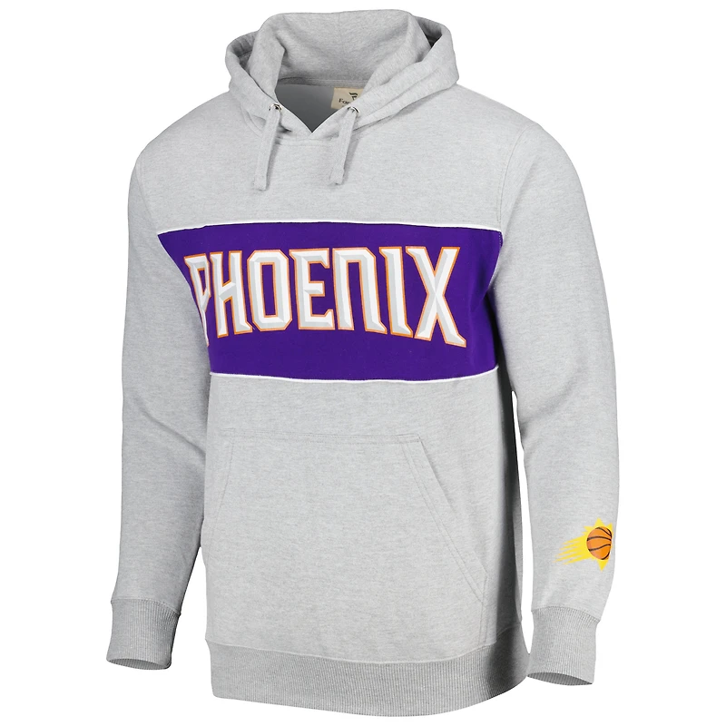 Men's Fanatics Heather Gray Phoenix Suns Wordmark French Terry Pullover Hoodie