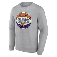 Men's Fanatics Heathered Gray Phoenix Suns True Classics Vint Pullover Sweatshirt