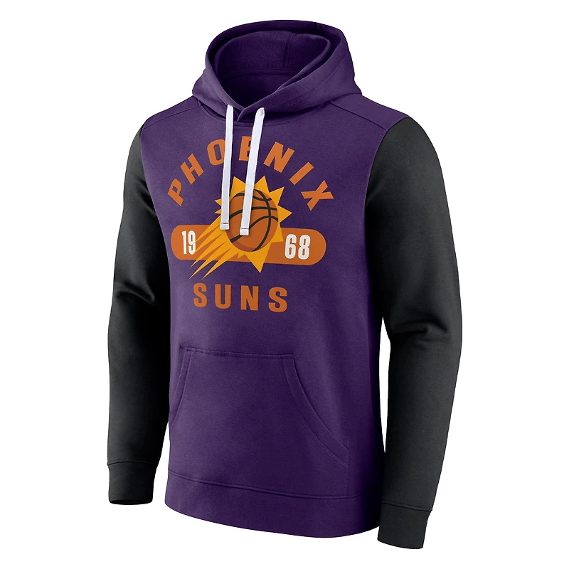 Men's Fanatics Purple/Black Phoenix Suns Attack Colorblock Pullover Hoodie