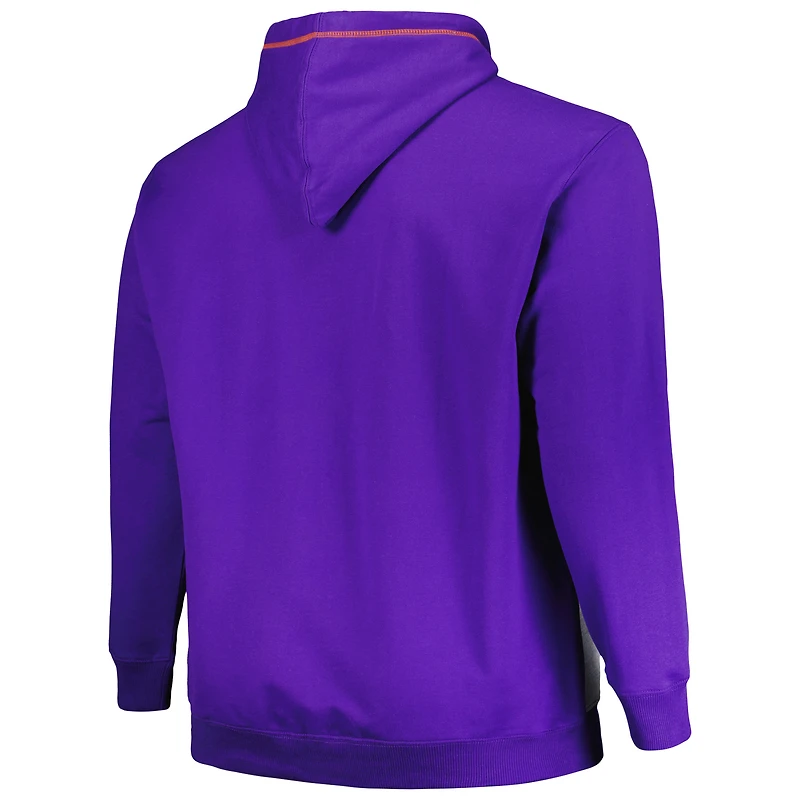 Men's Fanatics Purple/Heather Gray Phoenix Suns Big & Tall Contrast Pieced Stitched Full-Zip Hoodie