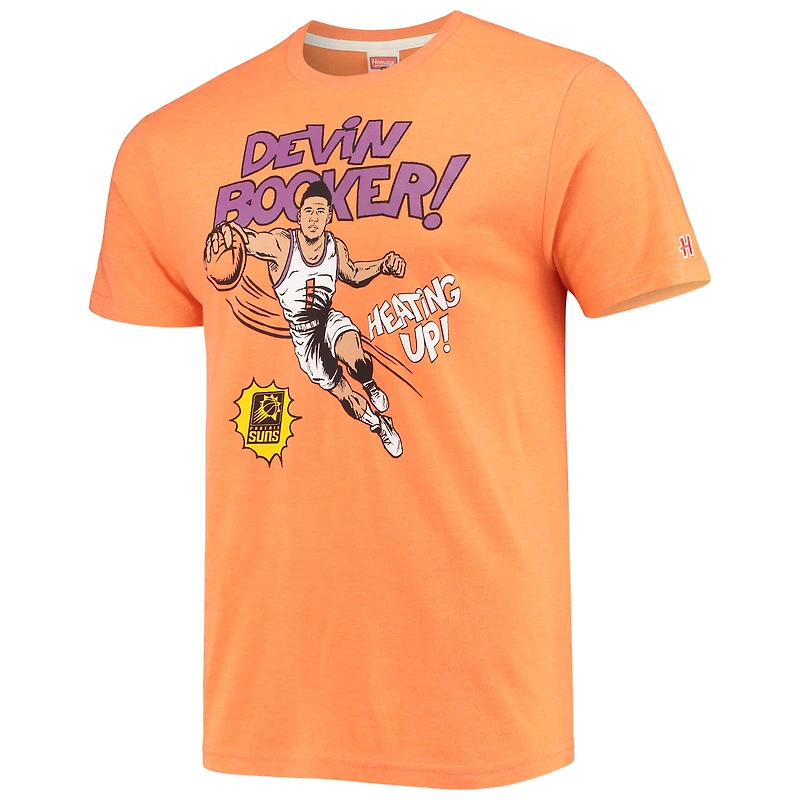 T-shirt à trois mélanges pour homme Hommage Devin Booker Orange Phoenix Suns Comic Book Player