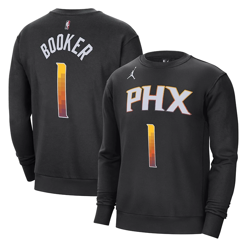 Men's Jordan Brand Devin Booker Black Phoenix Suns Statement Name & Number Pullover Sweatshirt