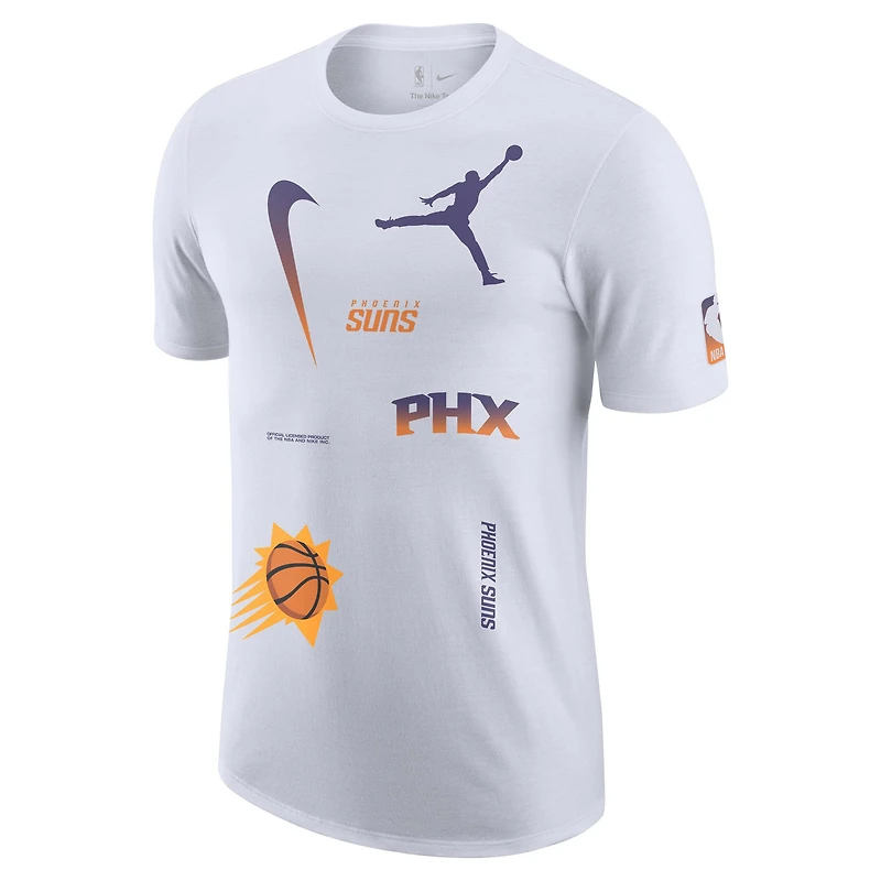 T-shirt Jordan Brand Phoenix Suns Courtside Statement Edition Max90 pour homme, blanc