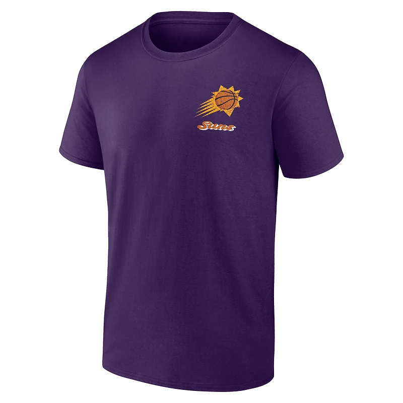 T-shirt violet à logo athlétique pour homme des Phoenix Suns « Never Over »