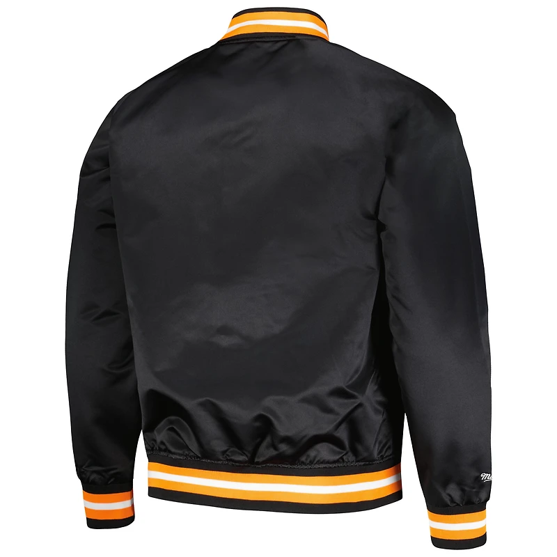 Veste à bouton-pression intégrale noire Mitchell & Ness Phoenix Suns Hardwood Classics Throwback Wordmark Raglan pour hommes