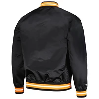 Veste à bouton-pression intégrale noire Mitchell & Ness Phoenix Suns Hardwood Classics Throwback Wordmark Raglan pour hommes