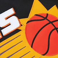 Veste à bouton-pression intégrale noire Mitchell & Ness Phoenix Suns Hardwood Classics Throwback Wordmark Raglan pour hommes
