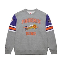 Men's Mitchell & Ness Heather Gray Phoenix Suns Hardwood Classics All Over 4.0 Pullover Sweatshirt