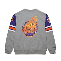 Men's Mitchell & Ness Heather Gray Phoenix Suns Hardwood Classics All Over 4.0 Pullover Sweatshirt