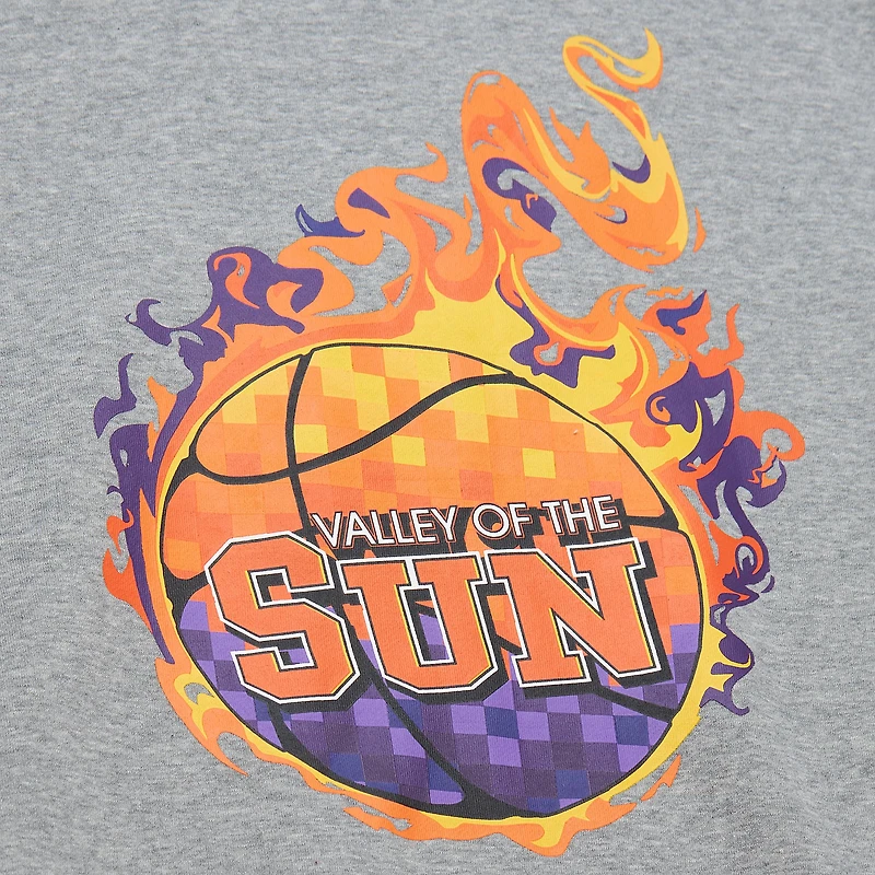 Men's Mitchell & Ness Heather Gray Phoenix Suns Hardwood Classics All Over 4.0 Pullover Sweatshirt