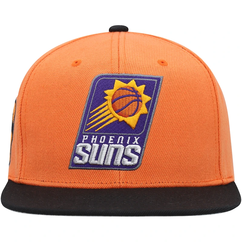 Casquette Snapback Phoenix Suns Side Core 2.0 orange/noir Mitchell & Ness pour hommes