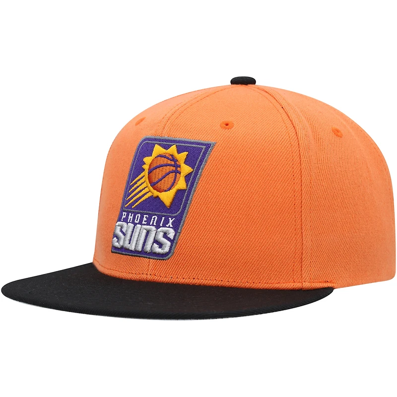 Casquette Snapback Phoenix Suns Side Core 2.0 orange/noir Mitchell & Ness pour hommes