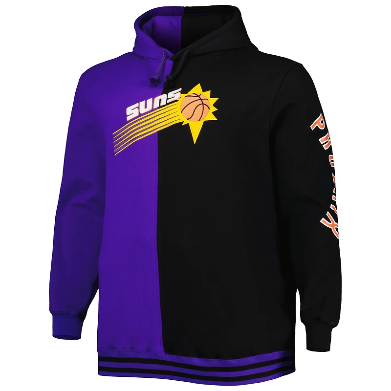 Chandail à capuchon fendu Big & Tall Hardwood Classics pour homme de Mitchell Ness violet/noir