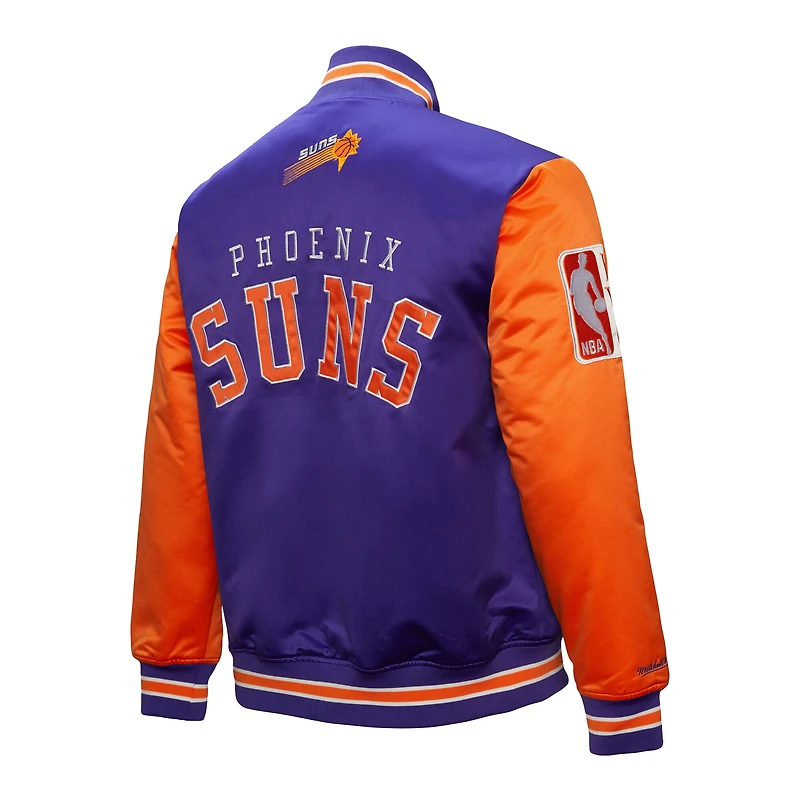 Veste en satin à boutons-pression intégrale pour homme Mitchell & Ness Purple Phoenix Suns Hardwood Classic Primetime