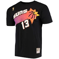 Men's Mitchell & Ness Steve Nash Black Phoenix Suns Hardwood Classics Stitch Name Number T-Shirt